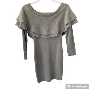 NWT Giani Binni NWT Off shoulder gray ruffle career mini sweater dress Sz Medium